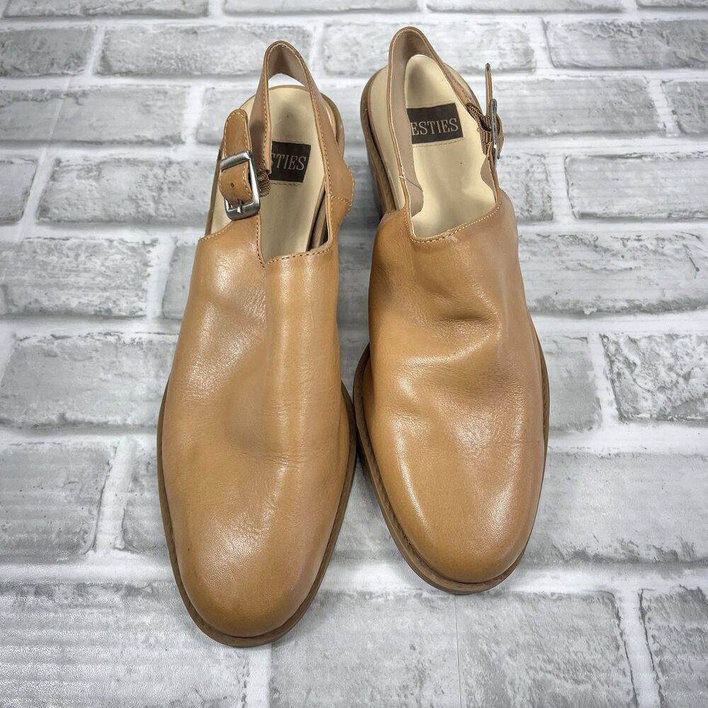 Westies Women's Size 9.5 Brown Tan Leather Vintage Block Heel Mule Clogs - Picture 10 of 13